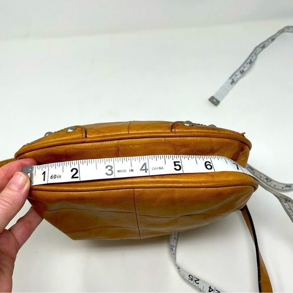 B. Makowsky Studded Leather Crossbody Purse – Cheetah Lining, Adjustable Strap - Picture 12 of 15